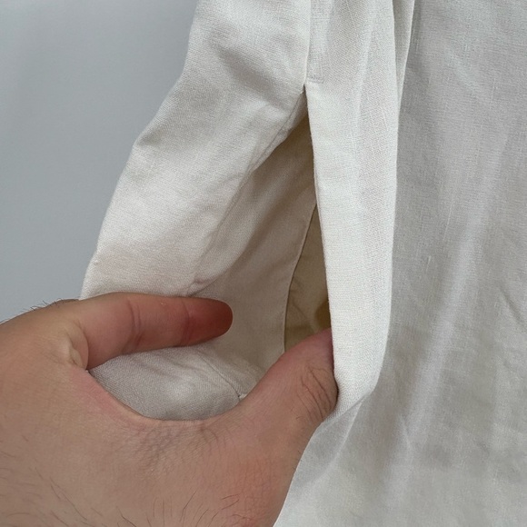 J.Jill Linen Stretch Boho White Straight Cuffed Bottom Leg Pants Large Petite LP - Picture 8 of 15